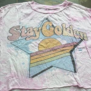 Rowdy Sprout - Stay Golden Girls Slouch Oversized Crop Tee - Tie-Dye Size 10